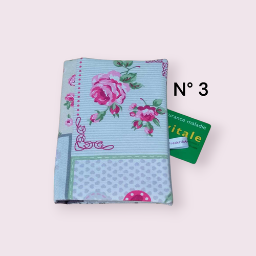 Pochette, étui à ordonnances, carte vitale et carte mutuelle modèle rose bohême n° 3