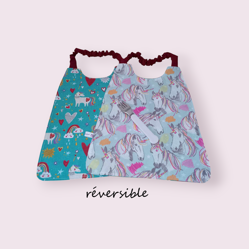 Serviette de cantine élastique réversible enfant, bavoir maternelle, modèle au choix