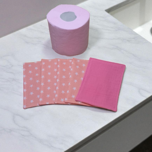 Papier toilette lavable, réutilisable en lot de 5 feuilles motif fleurs multicolores