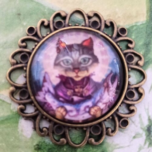 Fabrique En France Broche Verre Chat Poisson Sorcier Magicien Totem Gothique Penny Dreadful Magique Ouija Halloween Chaman Sorciere Gothic Un Grand Marche