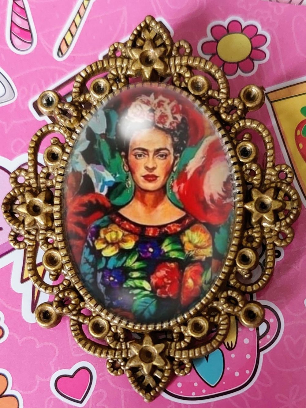 Broche retro vintage mexican frida kahlo penny dreadful halloween gothique  rockabilly pin up magicienne sorciere curiosites - Un grand marché