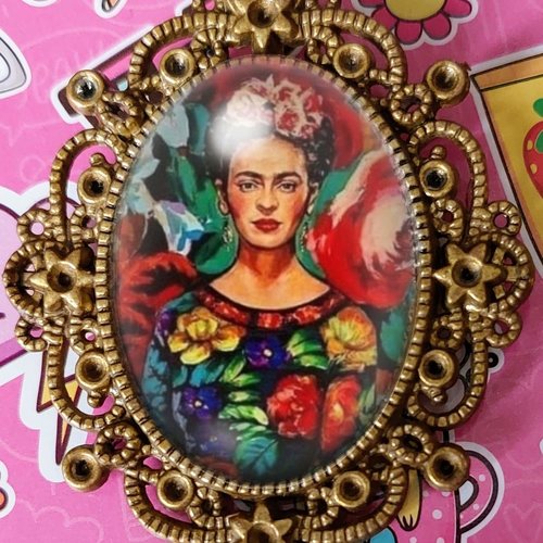 Broche frida kahlo  rockabilly pin up peinture mexique feminisme