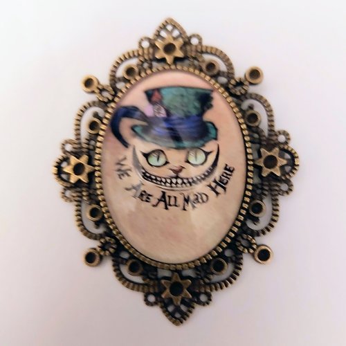 Broche alice gothique cheshire halloween rockabilly pin up