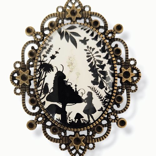 Broche alice et chenille qui fume - accessoire pays des merveilles - cadeau femme original.