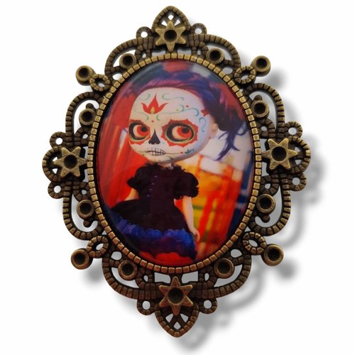 Broche gothique skull halloween. accessoire rockabilly pin up zombie