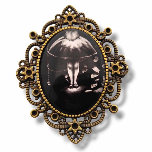 Broche alice gothique chat cheshire. pays des merveilles. wonderland alice pin brooch