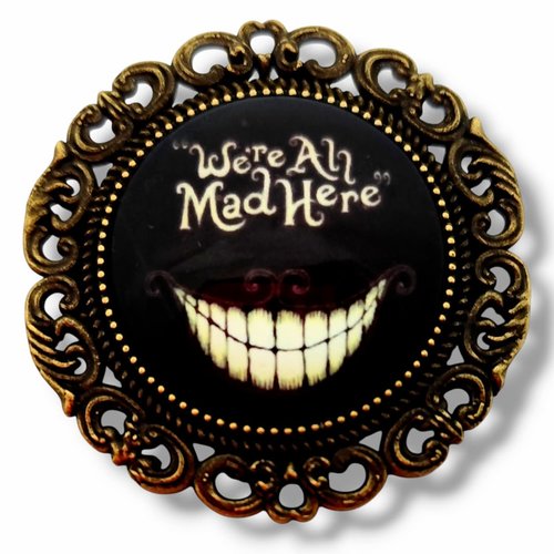 Broche chat du cheshire alice au pays des merveilles - cadeau gothique lewis carroll.