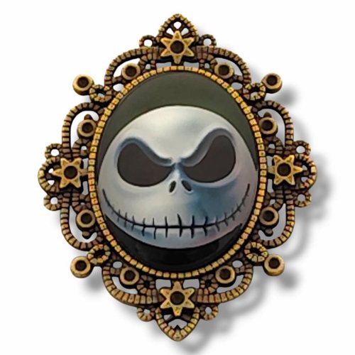 Broche mister jack gothique cadeau halloween tete de mort