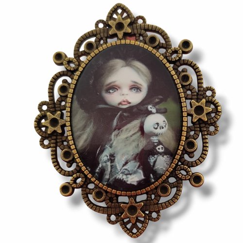 Broche gothique poupée penny dreadful halloween