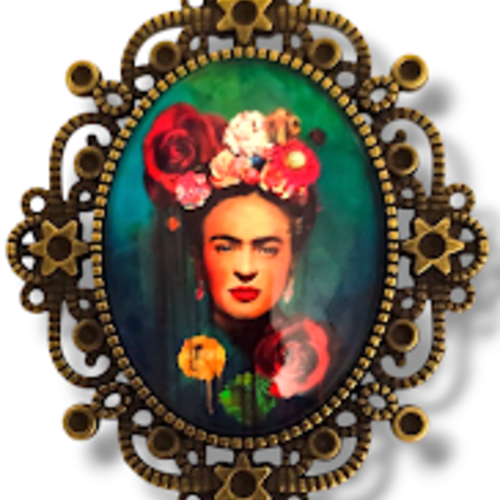 Broche retro vintage frida kahlo rockabilly pin up féministe