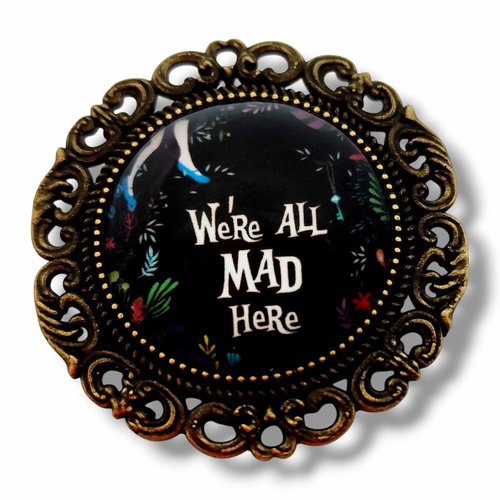 Broche chat du cheshire - accessoire alice fait main - bijou pays des merveilles.