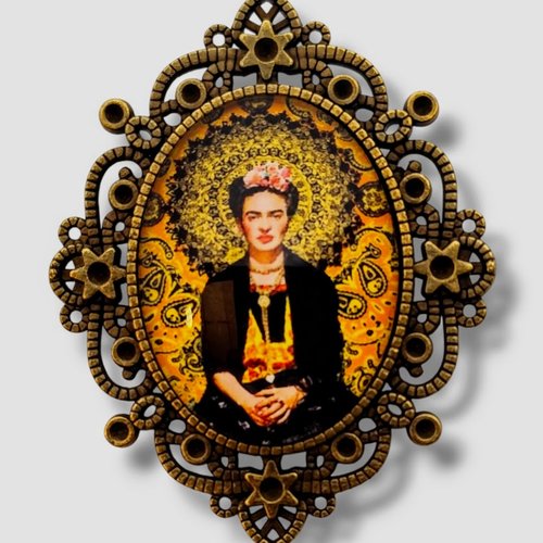 Broche frida kahlo. bijou rockabilly pin up. cadeau unique.