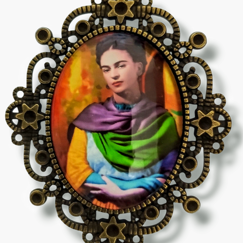 Broche retro vintage frida kahlo. bijou rockabilly pin up.