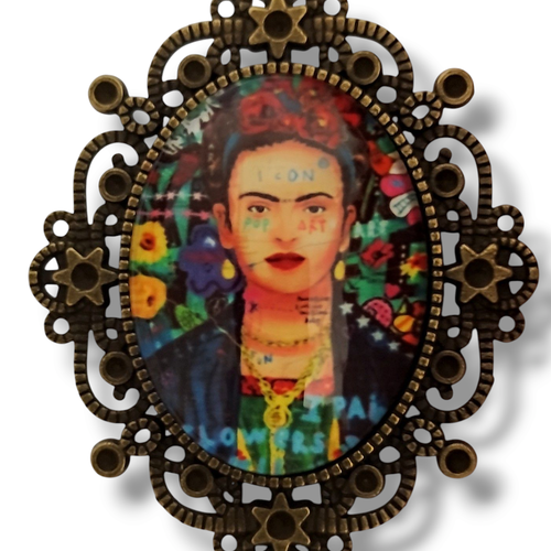 Broche retro frida kahlo. bijou camée  rockabilly pin up