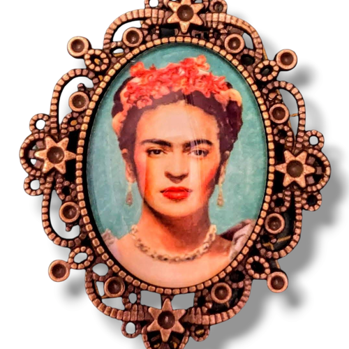 Broche camée retro frida kahlo. style vintage rockabilly pin up