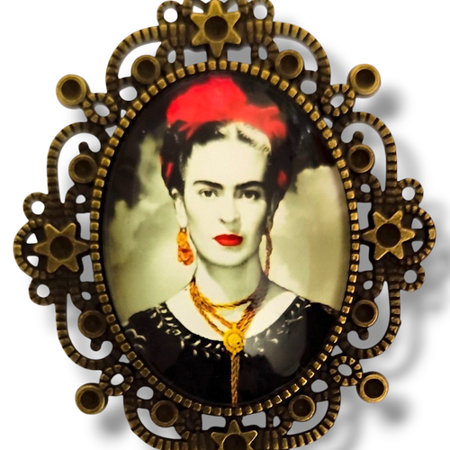 Broche frida kahlo retro vintage grande dimension - accessoire féminin.