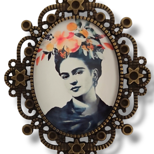 Broche frida rockabilly pin up frida kahlo. cadeau anniversaire