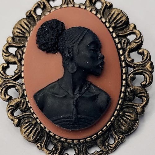 Broche afrique camée femme noire africaine antilles jamaique