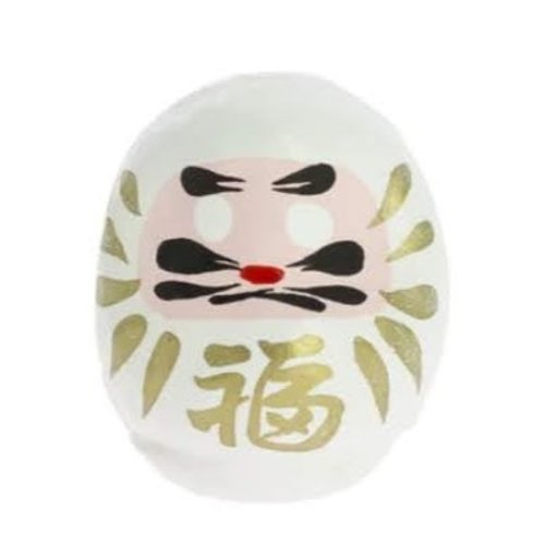 Daruma blanc porte-bonheur japonais fait main. cadeau unique.