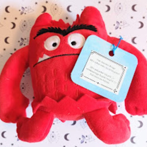 Peluche rouge émotions colère. jouet positif. cadeau amitié
