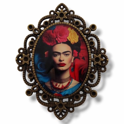Broche camée frida kahlo rockabilly pin up