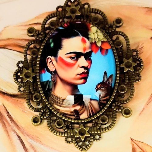Broche frida kahlo rockabilly pin up portrait retro vintage