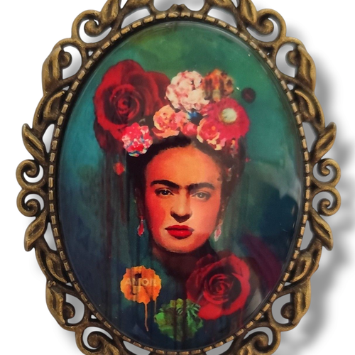 Broche retro vintage portrait frida kahlo rockabilly pin up