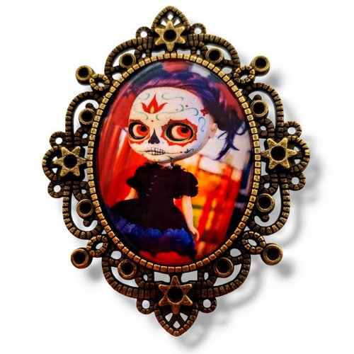Bijou poupée skull halloween romantique - accessoire art doll midori hayashi.
