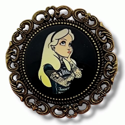 Bijou camée rétro vintage alice pays des merveilles - cadeau femme rockabilly pin up.