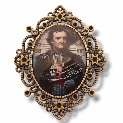 Broche gothique edgar poe. bijou victorien steampunk.