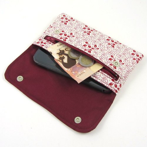 Pochette multi-usages écru et rouge