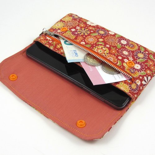 Pochette en coton oranges fleuri