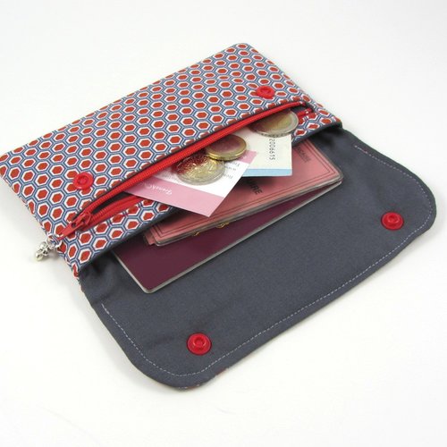 Pochette en coton avec poche zippée