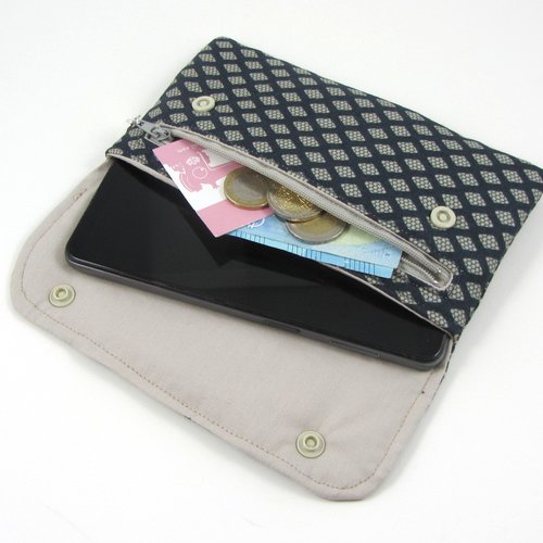 Pochette en coton géométrique deux poches