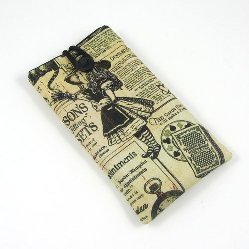 Etui i phone en coton journal style vintage