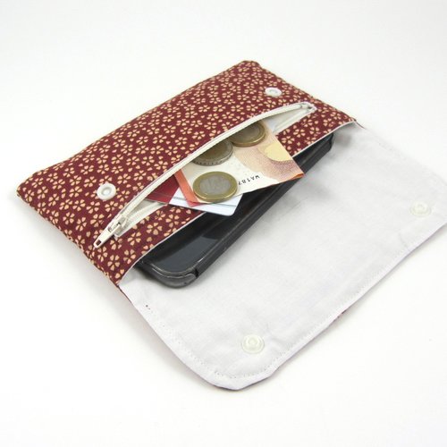 Pochette en coton japonais bordeaux