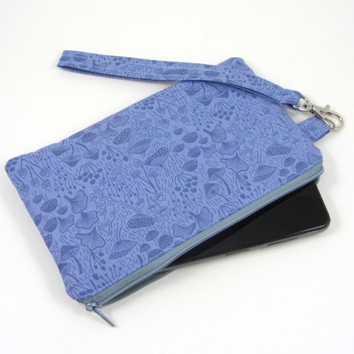 Pochette i phone avec dragonne champignon bleu