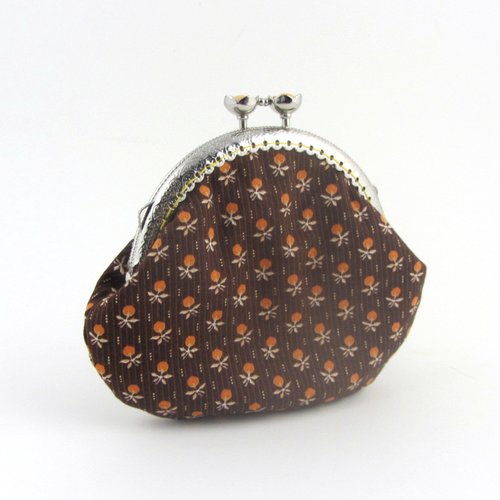 Porte monnaie petites fleurs orange