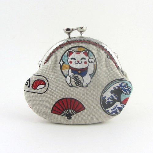 Porte monnaie à fermoir en tissu japonais