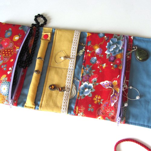 Pochette à bijoux voyage en coton japonais