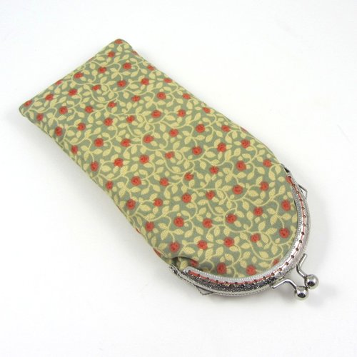 Étui à lunettes en coton petites fleurs orange