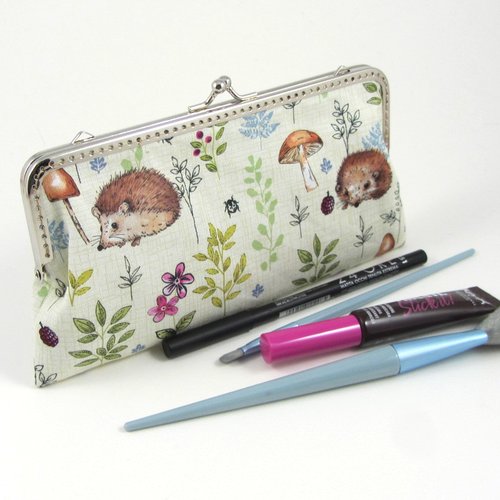 Étui à lunettes en coton hérrisons et champignons