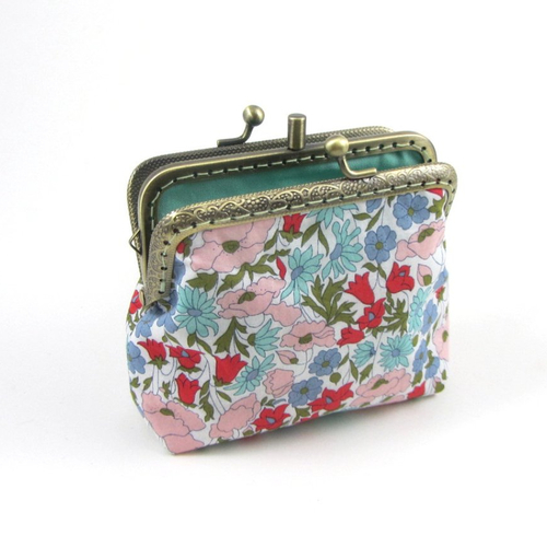 Porte monnaie deux sections en coton liberty