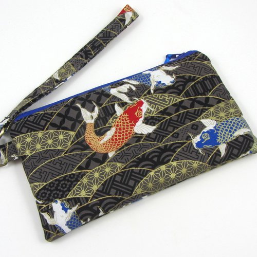 Etui i phone en coton japonais carpe koï orientale