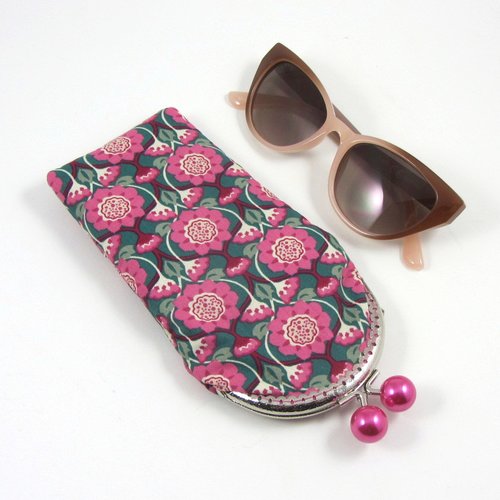 Étui à lunettes en coton fleurs rétro