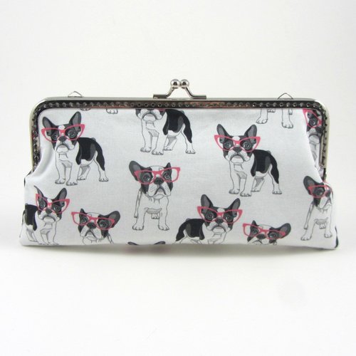 Étui à lunettes a fermoir en coton bouledogue