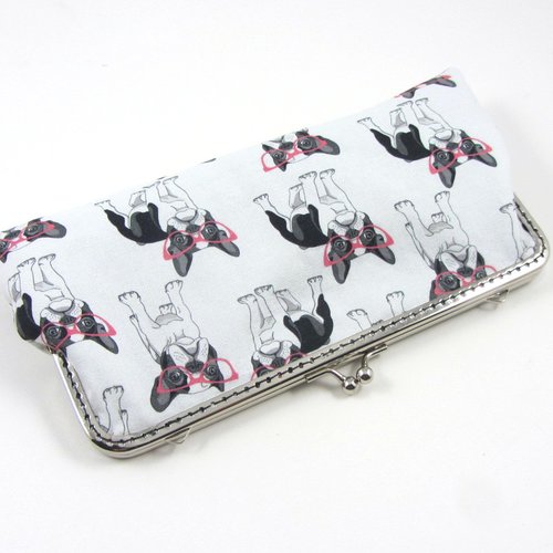 Étui à lunettes a fermoir en coton bouledogue