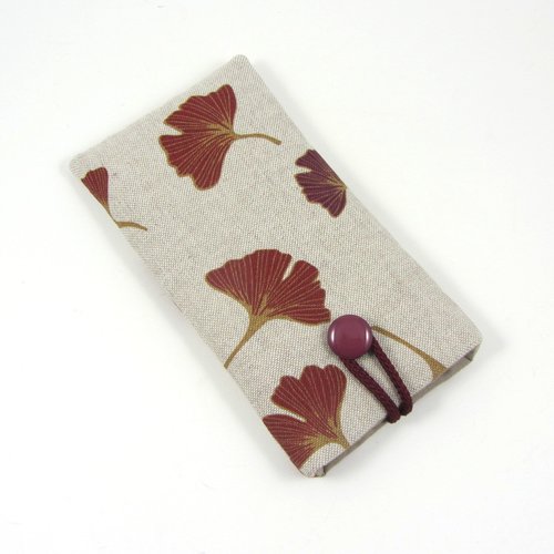 Etui i phone en tissu feuilles de ginkgo