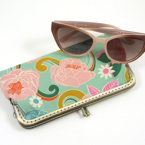 Étui à lunettes en coton rétro à grosses fleurs