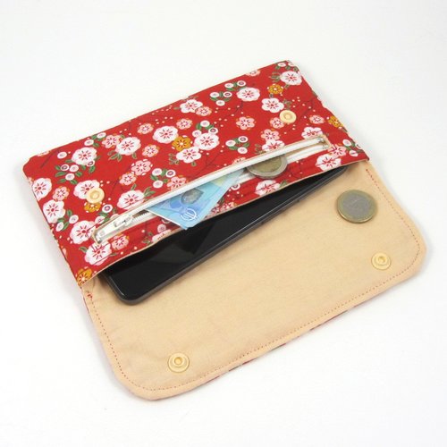 Pochette en coton rouge fleuri
